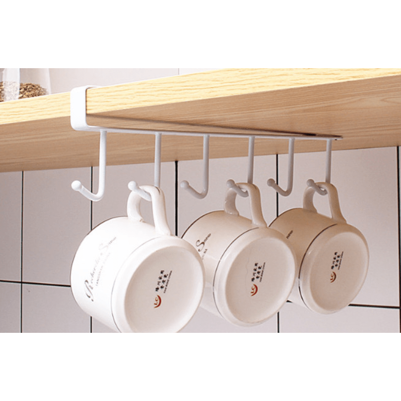 Mug Cup Holders With Hooks Under Cabinet And Shelf, Traceless