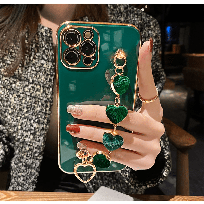 For iPhone 14 13 11 12 Pro Max Cases Luxury Metal Chain Wristband Plating  Cute Phone Case For iPhone XR XS Max 7 8 Plus X Back Cover