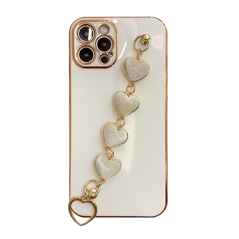 For iPhone 14 13 11 12 Pro Max Cases Luxury Metal Chain Wristband Plating  Cute Phone Case For iPhone XR XS Max 7 8 Plus X Back Cover