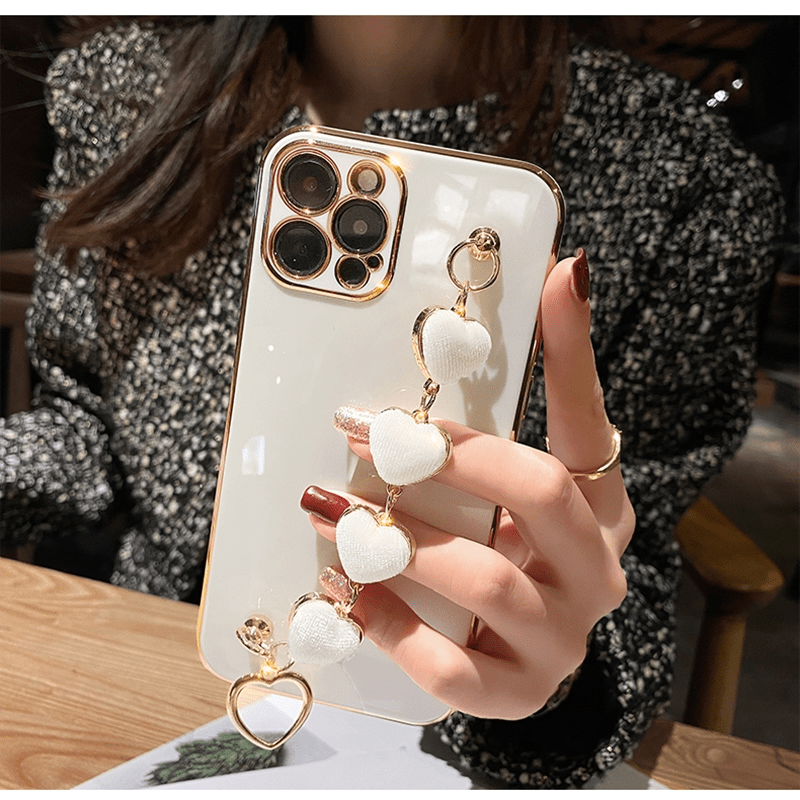 For iPhone 14 13 11 12 Pro Max Cases Luxury Metal Chain Wristband Plating  Cute Phone Case For iPhone XR XS Max 7 8 Plus X Back Cover