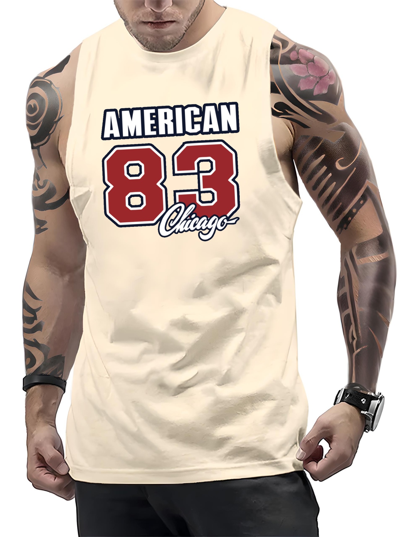  American Casual Camisetas sin mangas para hombre