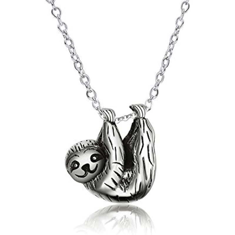 sloth jewelry gifts silvery sloth pendant necklace holiday gift for girls silvery 5