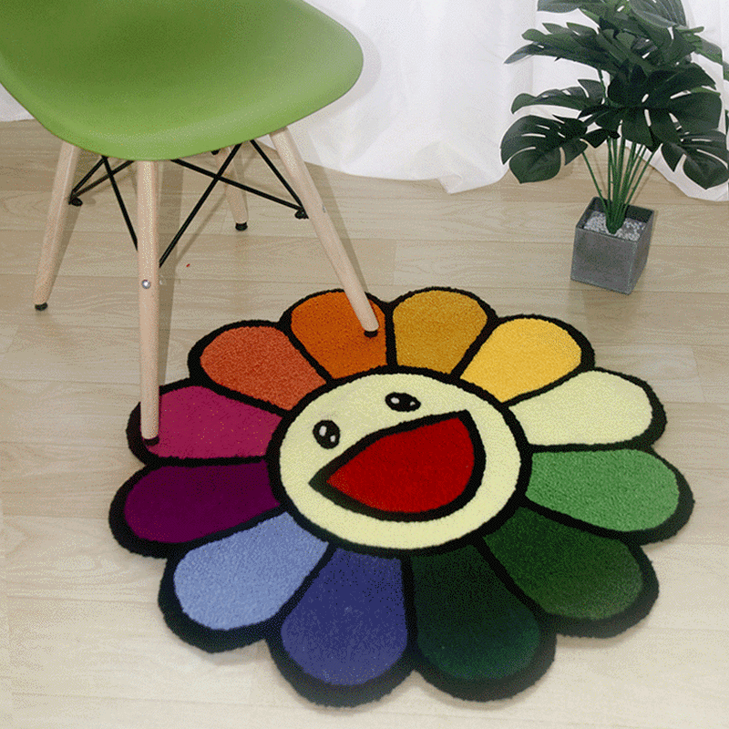 Takashi Murakami Smiley Face Rug - Flower Design, Chair Mat Takashi  Murakami Sunflower Cool Floor Rug Carpet Room Doormat Non-Slip, Soft and  Durable