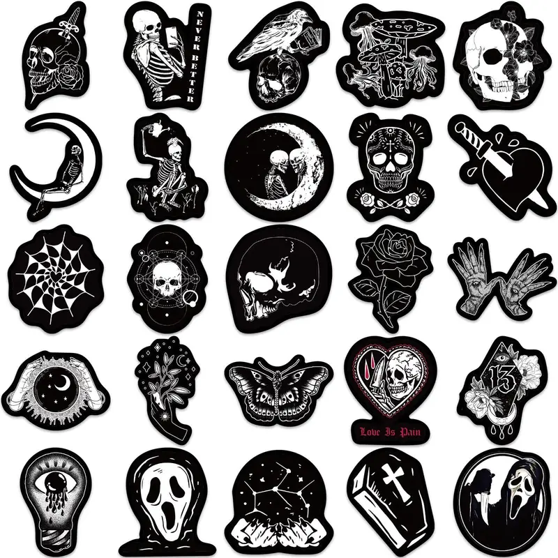 Dark Gothic Punk Skull Graffiti Stickers - Perfect For Laptops