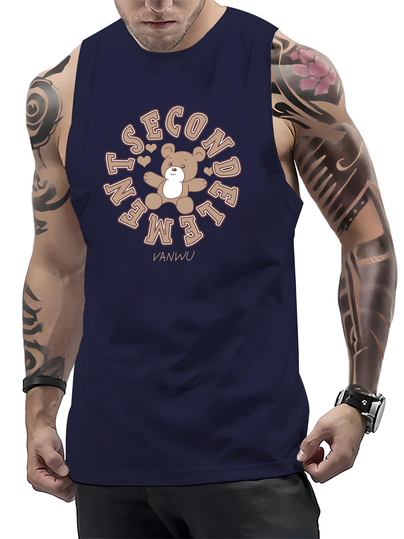 eczipvz Tank Tops Men Graphic Cotton Linen Top Casual Sleeveless