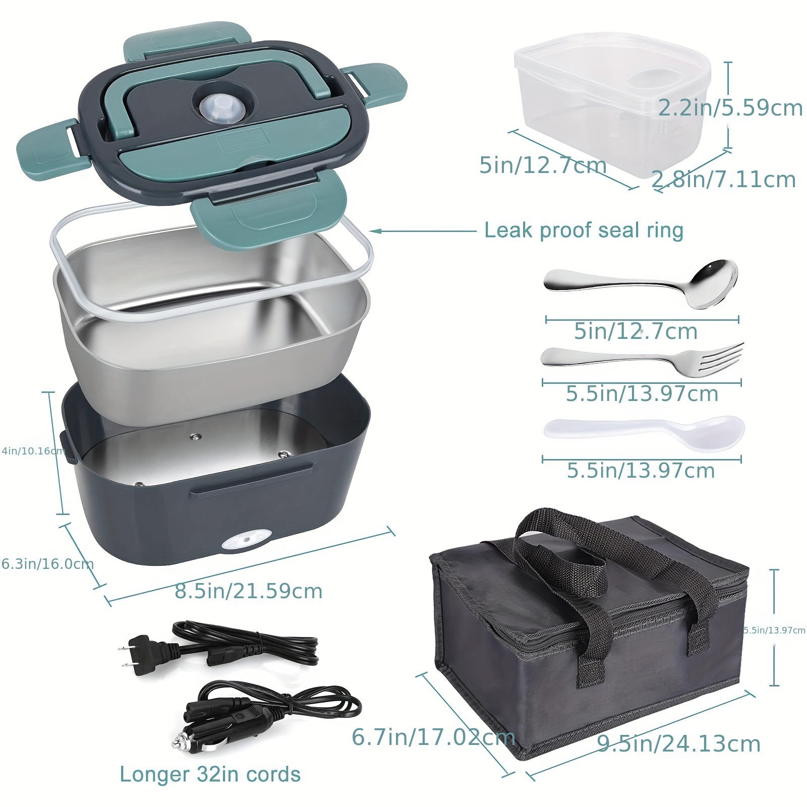 1.5L 110V Electric Heating Lunch Box Portable Car Office Food Warmer  Container