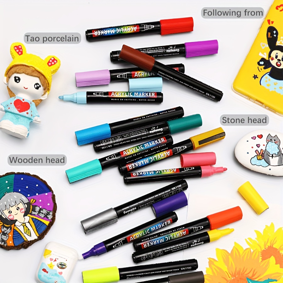 Vintager Acrylic Paint Pens Markers - 24 Colors Vibrant  Acrylic Paint Markers For Canvas - Acrylic Marker