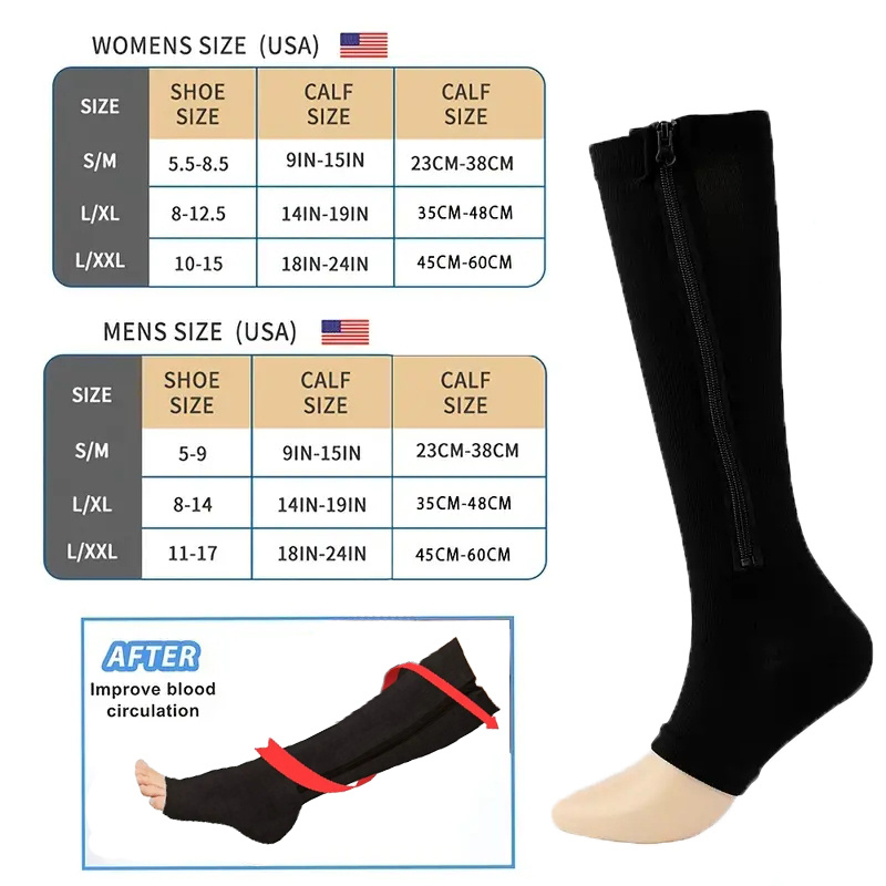 Medical Compression Socks Zipper Professional Leg Support Thickened Womens  Socks