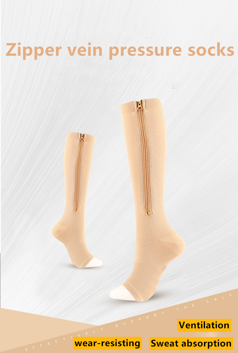 20 30mmhg Knee High Compression Socks Side Zipper Support - Temu Australia