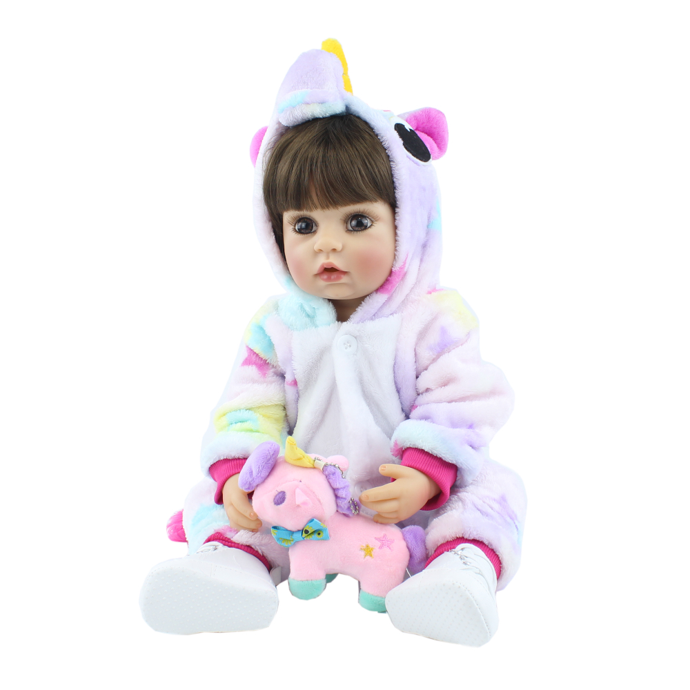 22''/55cm Full Silicone Body Reborn Baby Doll Toy For Girl, Vinyl Newborn  Princess Bebe Accompanying Toy