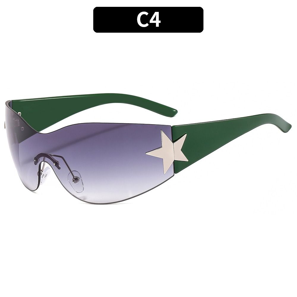 Gafas de sol sin montura Punk para hombre y mujer, lentes deportivas de una  pieza, UV400, Y2K, con estrellas en 3D, a la moda Fivean unisex