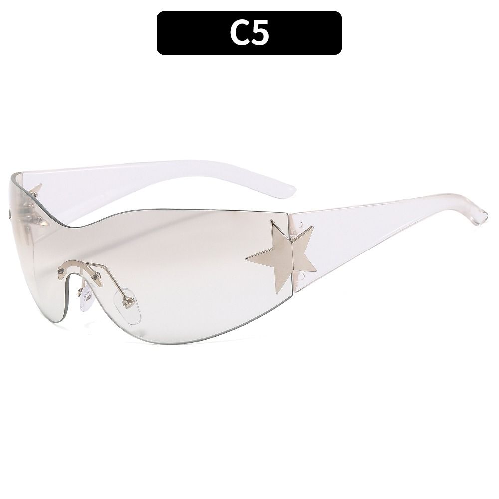 Gafas de sol sin montura Punk para hombre y mujer, lentes deportivas de una  pieza, UV400, Y2K, con estrellas en 3D, a la moda Fivean unisex