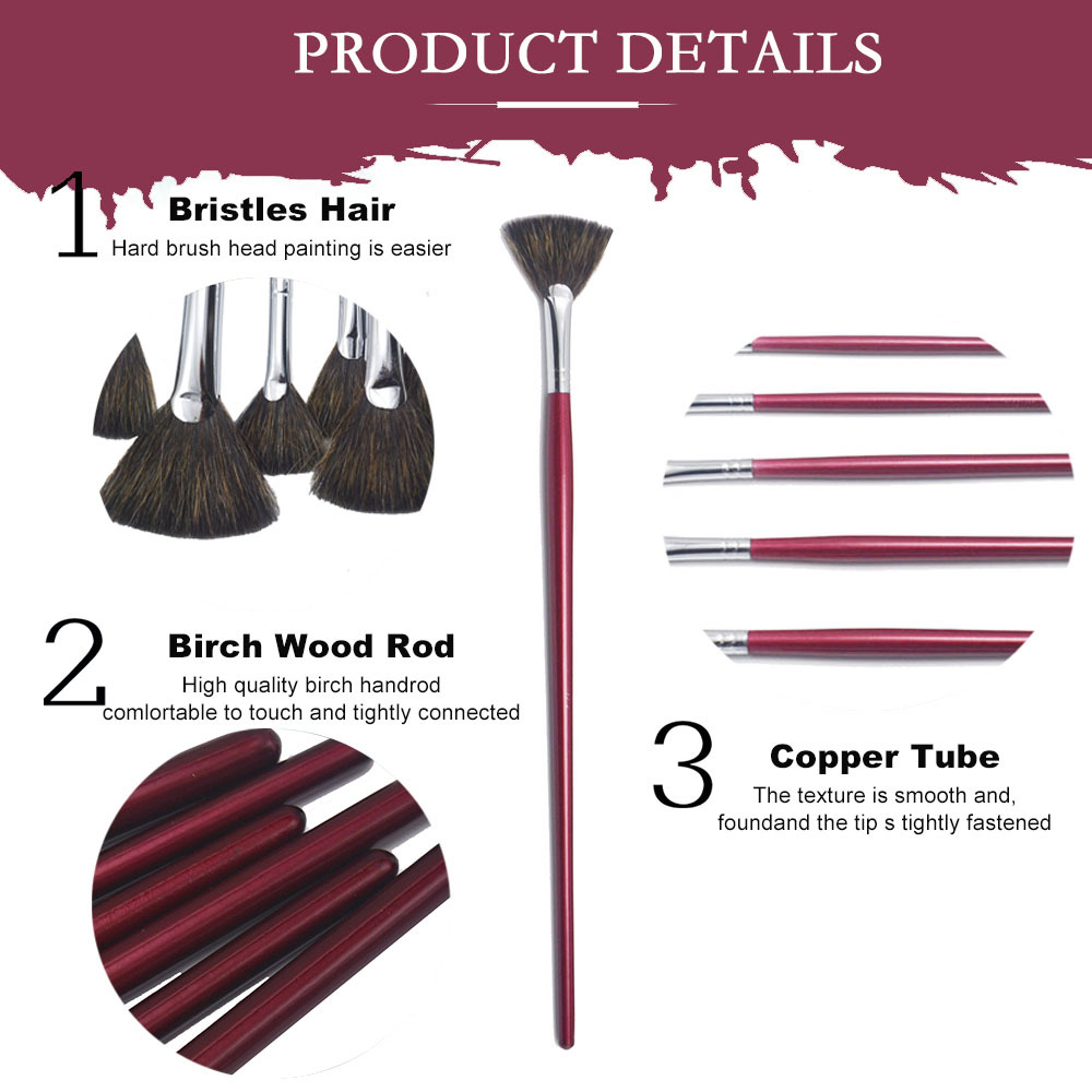6pcs Weasel Hair Oil Paint Brush Kit for Artists Gouache Acrylic
