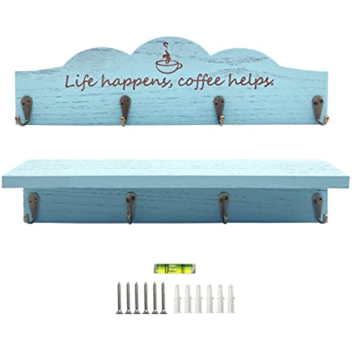 Coffee Cup Holder / Kitchen Decor / Coffee Bar Decor / Coffee Bar / Coffee  Cup Holder for Wall / Coffee Bar Accessories / Shelf With Hooks 