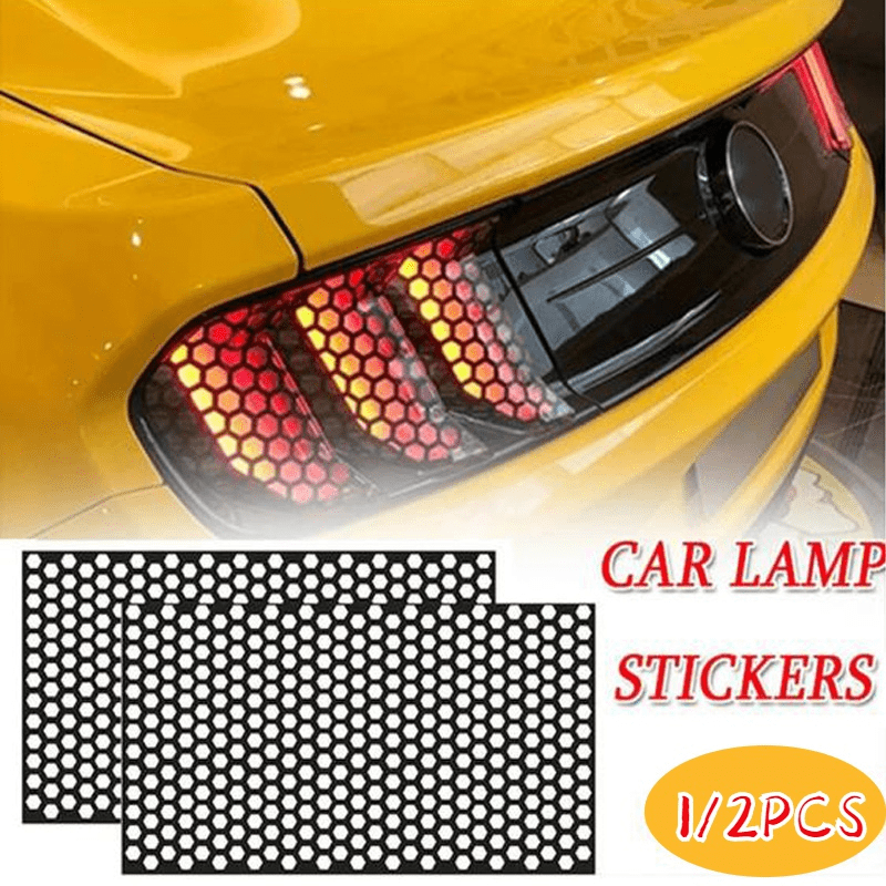 

1pc Durable Honeycomb Car Sticker For Taillight Lamp Cover - Enhance Your Car's Exterior With A Sleek Design