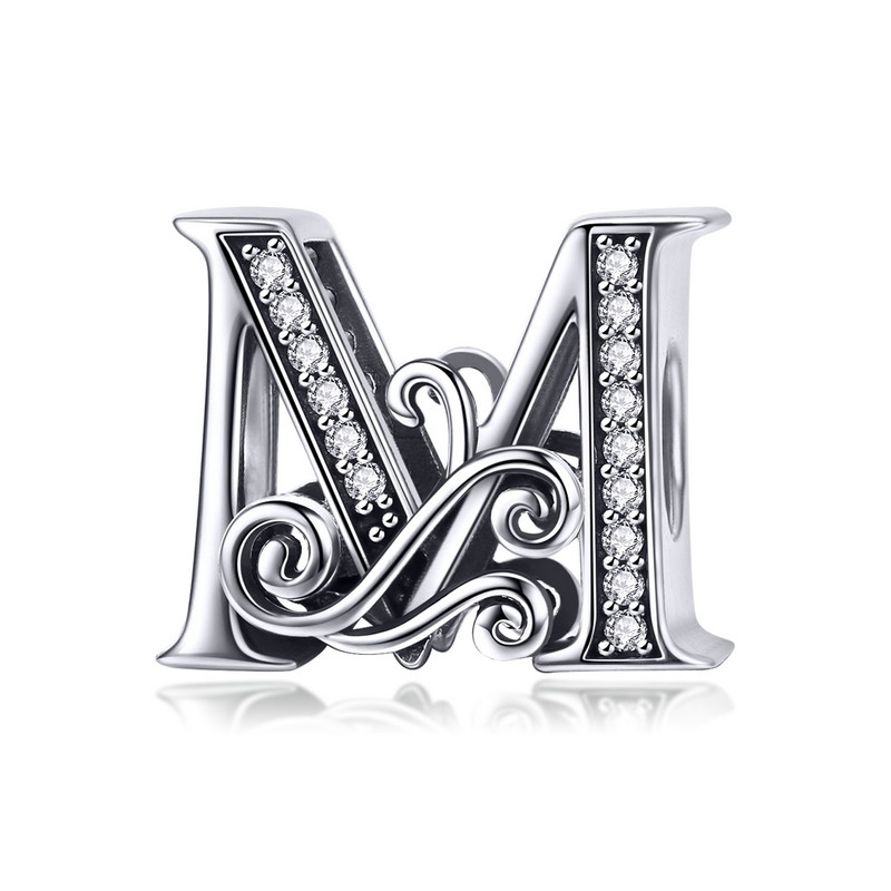 925 Sterling Silver Letter Charms for Pandora Bracelets Alphabet Initial  Beads Jewelry Gift for Women