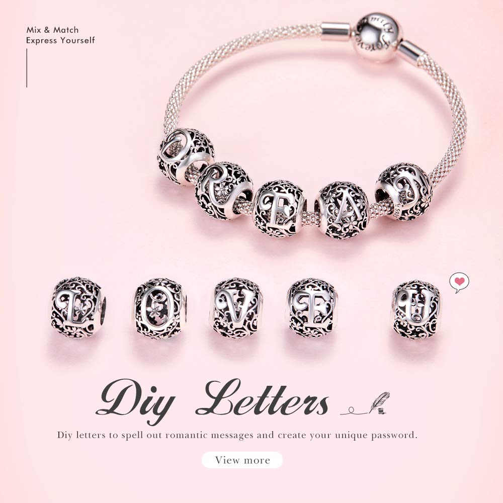Silver 26 Letter Beads For Diy Necklace Bracelet Earring - Temu