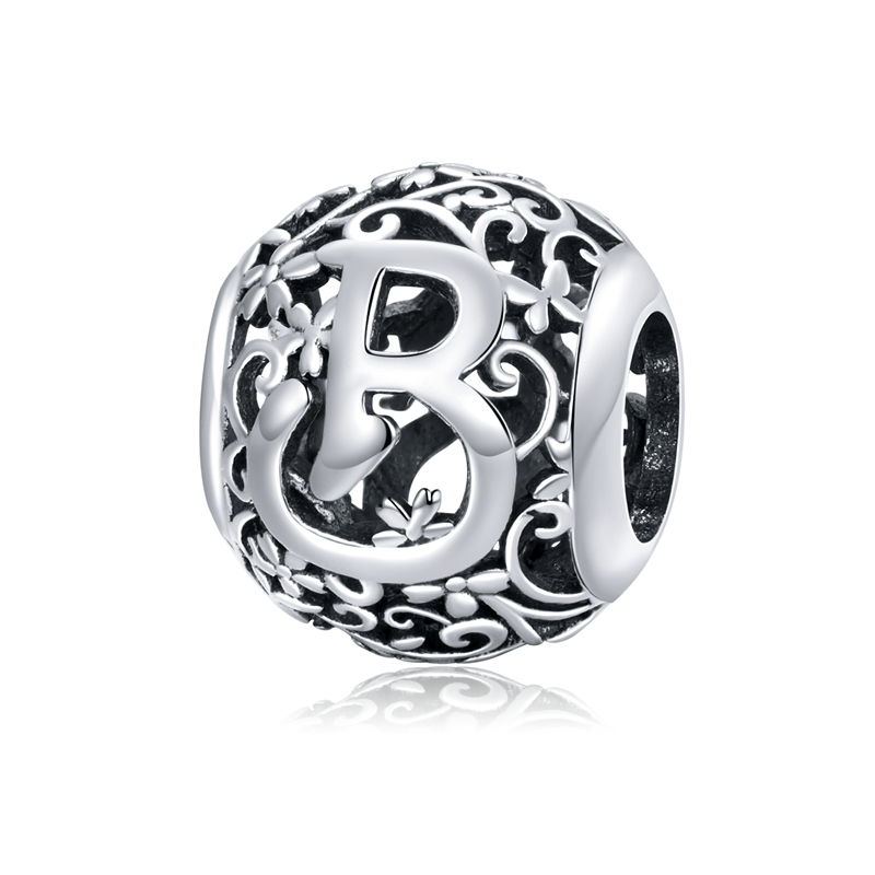 925 Sterling Silver Letter Retro Alphabet Round Beads For - Temu