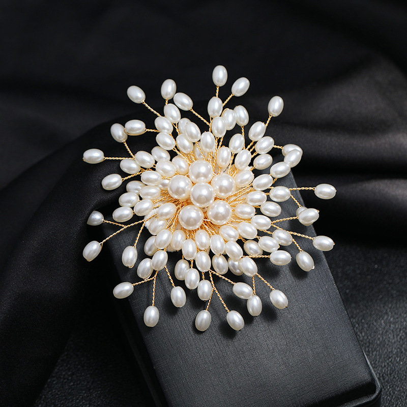 Rhinestone Fan Shape Brooch Inlaid Faux Pearl Alloy Corsage - Temu