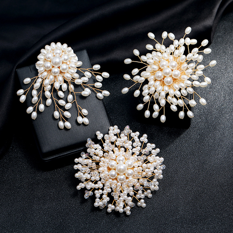 Rhinestone Fan Shape Brooch Inlaid Faux Pearl Alloy Corsage - Temu