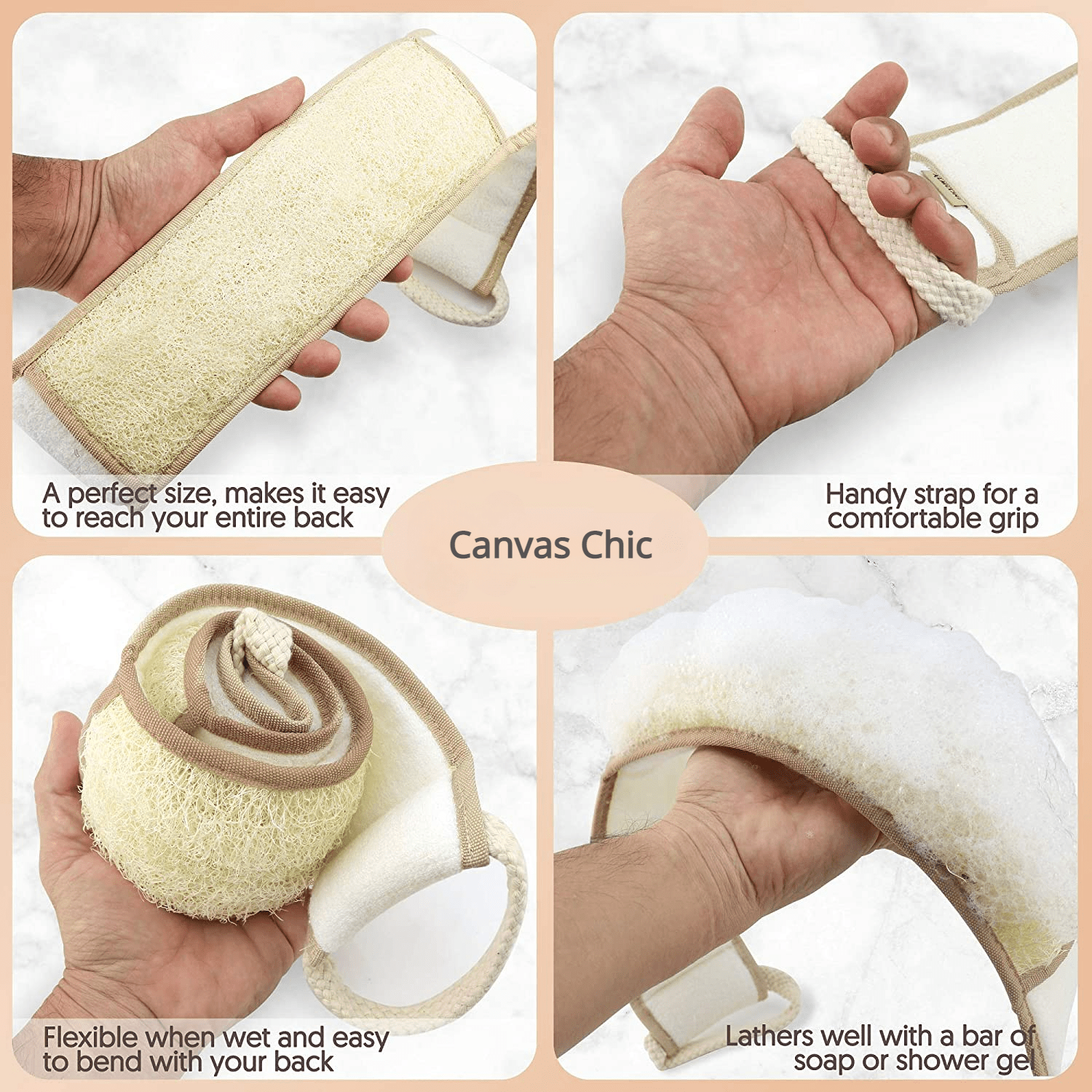 Exfoliating Natural Loofah Back Scrubber For Shower To Clean Your Back Deeply - 1 Count (1 Pack)