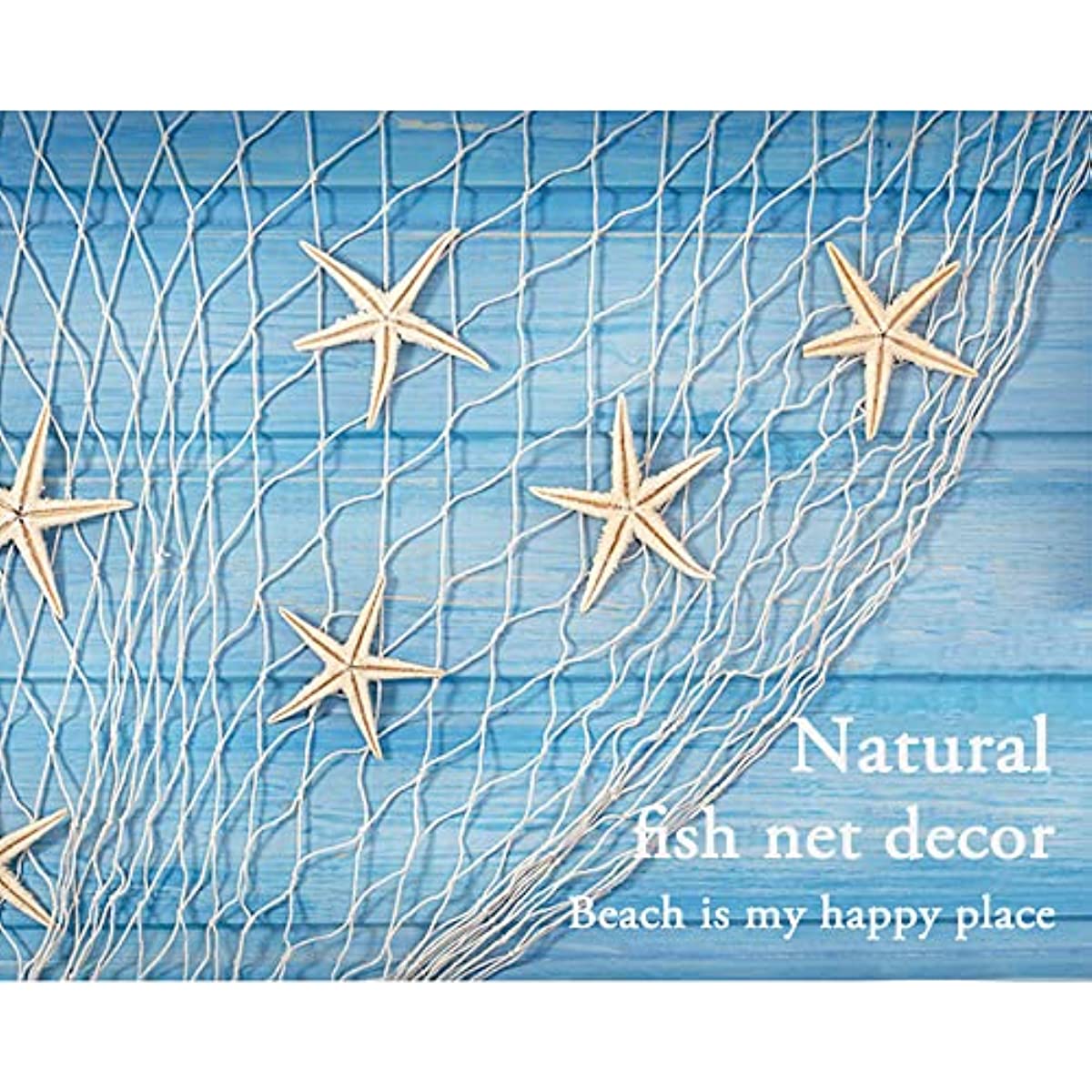 5ftx5ft Natural Cotton Decorative Fish Net With Ties, Rustic Beach