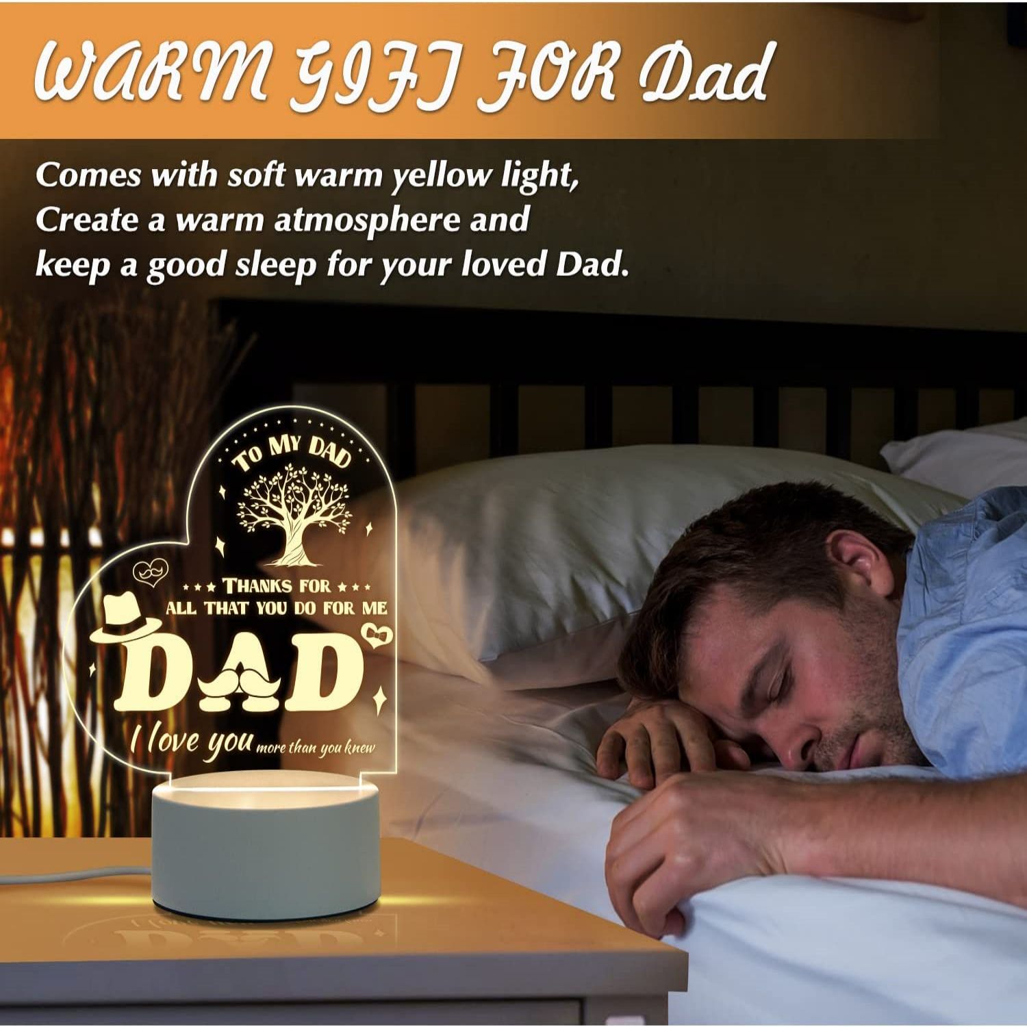 1pc LED Night Light for Dad - Perfect Gift for Father's Day, Birthday,  Valentine's Day, Thanksgiving Day, and Christmas