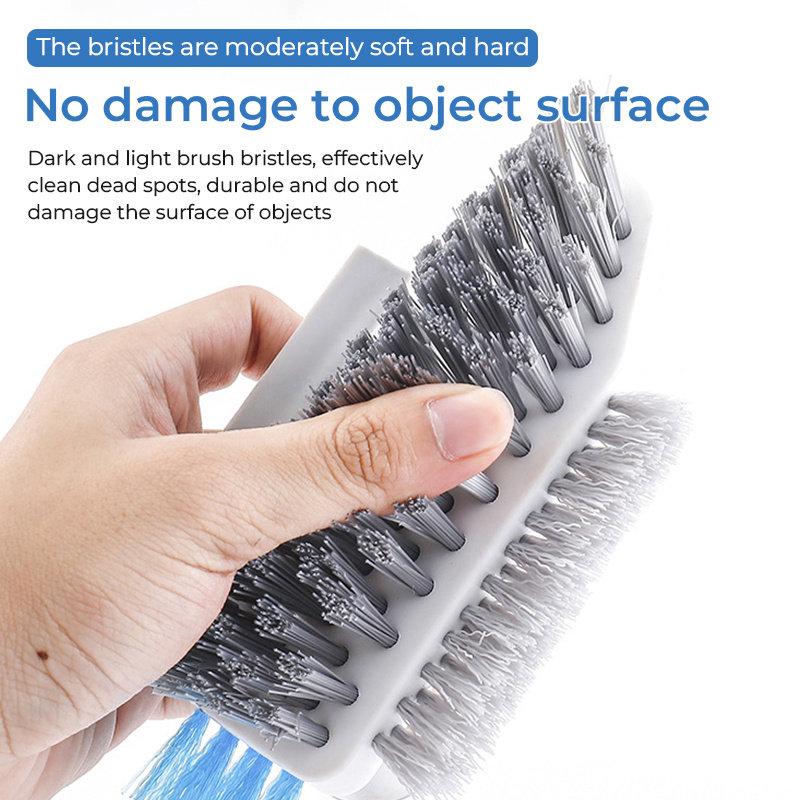 Stiff Bristle Crevice Cleaning Brush, Thin Cleaning Brushes for Small  Spaces, Multifunctional Scrub Brush with Non Slip Handles, 4-In-1 V-Shaped  Floor