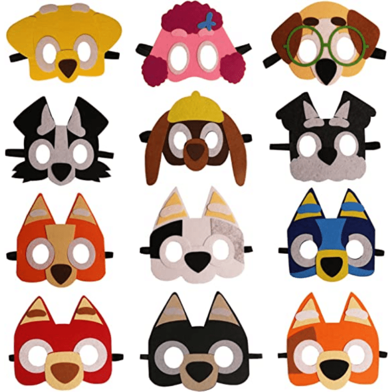 OUOQI Masques d'Animaux Feutre,10Pcs Dog Masques,Patte Chien Jouets Chiot  Masques De Fête d'anniversaire,Animaux Masques Enfants,Chiot fête