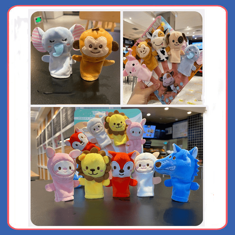 5pcs Plush Animal Puppet Doll Story Teaching Aids Baby Hand Puppet Toy,  Children Early Education Baby Finger Puppet
