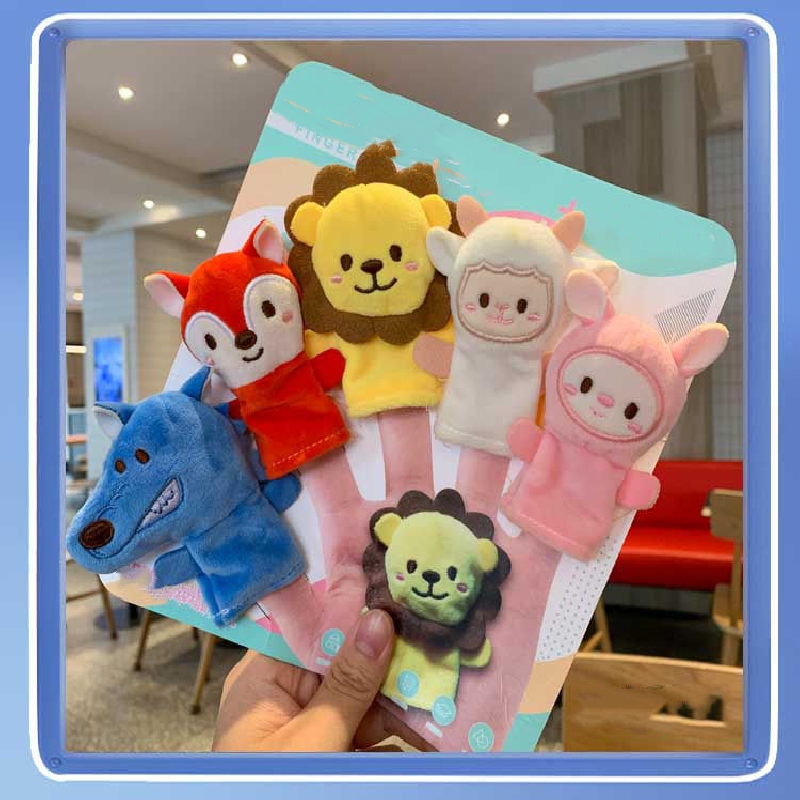 5pcs Plush Animal Puppet Doll Story Teaching Aids Baby Hand Puppet Toy,  Children Early Education Baby Finger Puppet