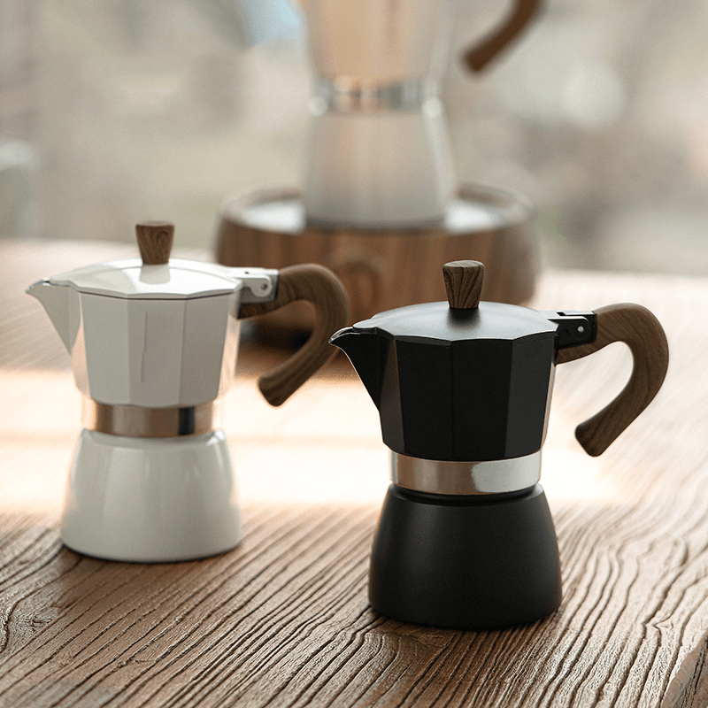 Coffee Moka Pot Latte Mocha Coffee Maker Italian Mocha Espresso Pot Simple  to Use (Color : White, Size : 150ml) (White 300ml) (White 300ml)