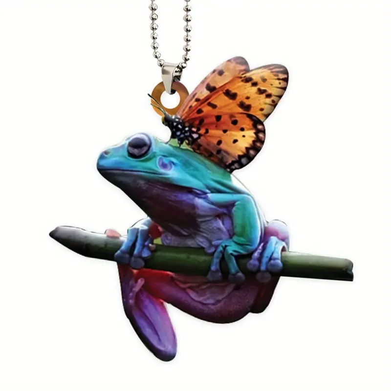 2d Frog Moon Keychain Animal Acrylic Key Chain Ring Purse - Temu