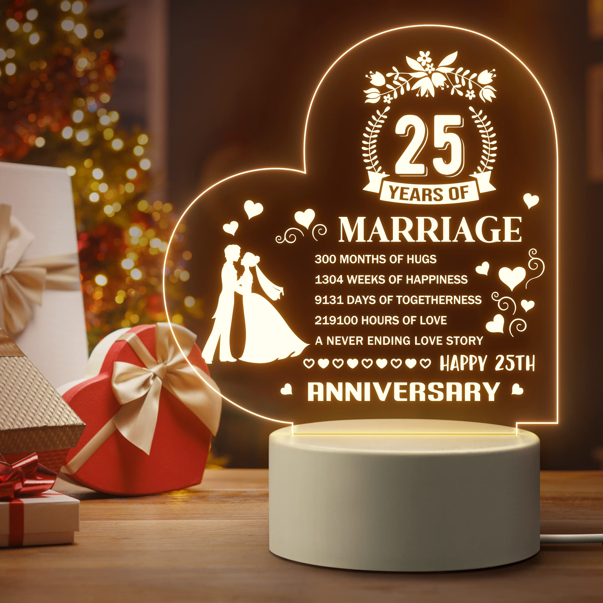 1st Anniversary Night Light Gifts for Couple First Wedding Anniversary LED  Gifts for Wife Husband Paper Anniversary 1 Year of Marriage Gifts Acrylic