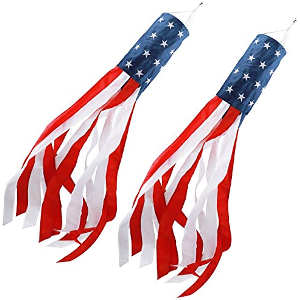 2 pack patriotic american wind socks heavy duty 40 inch outdoor hanging windsocks with embroidered stars perfect for 4th of july decorations