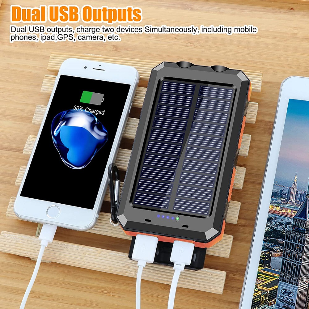 Cargador Solar portátil para teléfono móvil, batería externa de