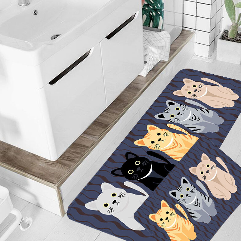  Ninja Cat Floor Mats Non Slip Coral Fleece Bathroom
