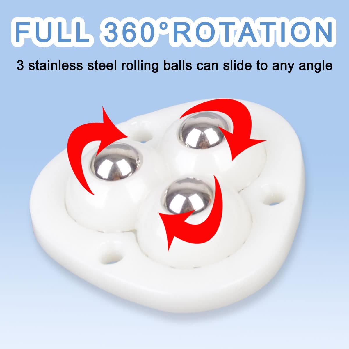 Mini Caster Wheels for Small Appliances, 360°Rotation Self Adhesive Caster  Wheels, Stainless Steel Rollers Universal Wheel for Trash Can, Storage Bins