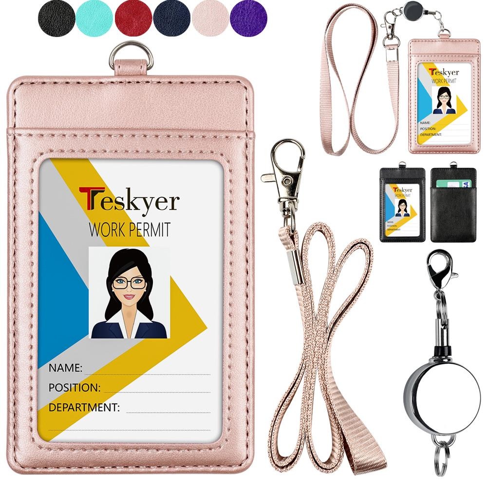  Teskyer ID Badge Holder with Retractable Lanyard, 2