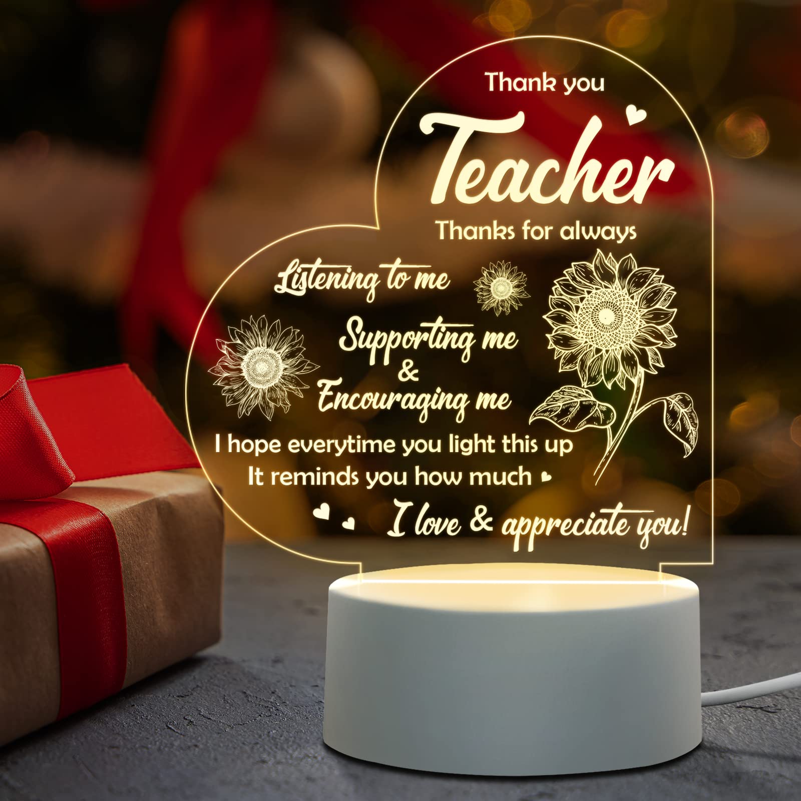  5 Pcs Thank You Gifts for Women Teacher Christmas Gifts  Preschool Daycare Teacher Appreciation Gifts Ceramic Round Heart Thank You  Plaque for Office Desk Decoration Birthday (Round Style) : Home 
