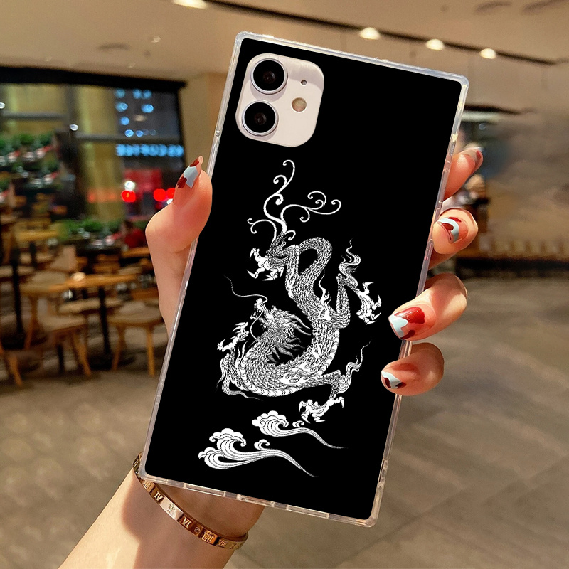 For iPhone 14 Pro Max 12 11 XS XR 13 Chinese Style Crane Dragon Phone Case