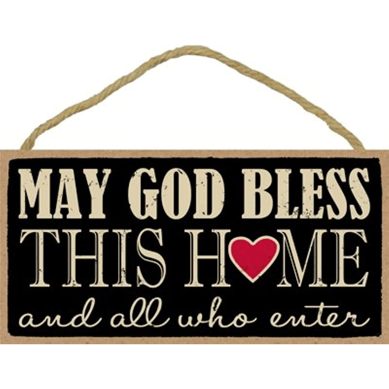 1pc May God Bless This Home And All Who Enter Primitive Wood Plaque Welcome Sign Wall Art, Decorative Wooden Signs, Home Decor for retail stores, boutique ,supermarkets