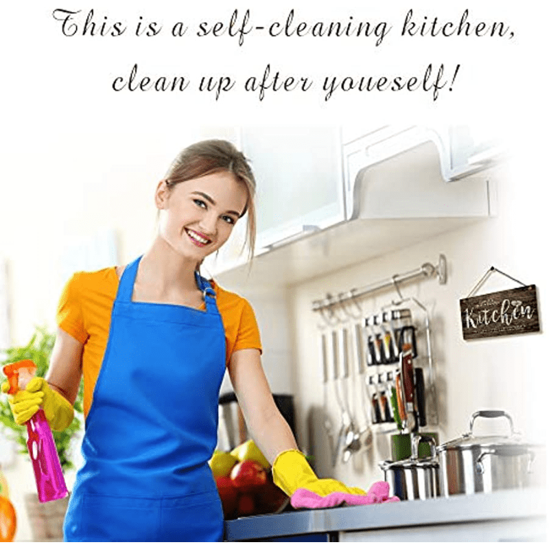 This is a Self-Cleaning Kitchen Wall Decor Sign, Kitchen Decor, Printed  Wood Plaque Sign, Hanging Funny Kitchen Signs, Family Signs for Home Decor