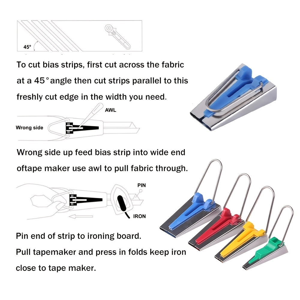 Fabric Bias Folder Kit Tape Maker, DIY Sewing Quilting Tool Bias