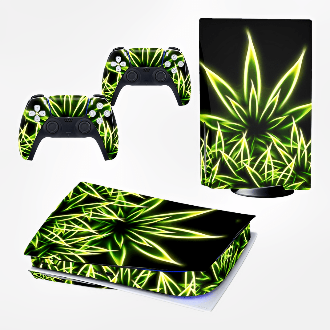 

Full Console And Controllers Vinyl Sticker For Ps5 Disc Version Skin Durable, Scratch Resistant, Bubble-free (leaf)