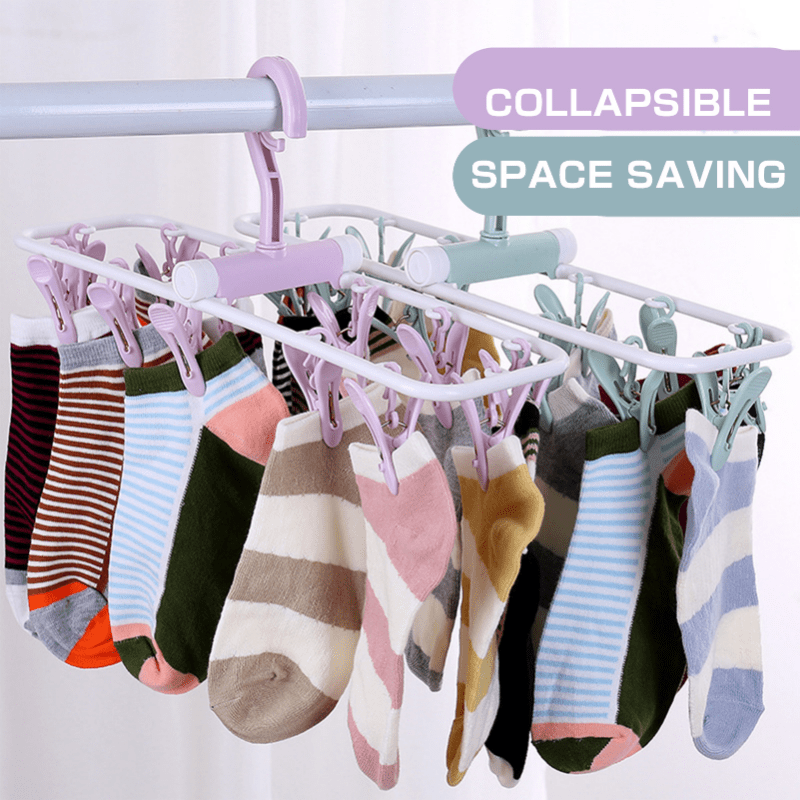 1pc Foldable 8-clip Clothes Hanger For Drying And Storing Baby