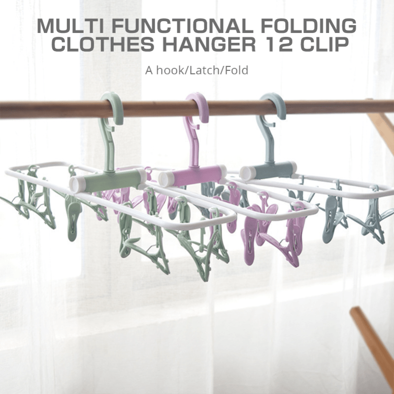 Rivama Clothes Drying Hanger with 32 Clips,Baby Clothes Drying Rack,Sock  Clips for Laundry Foldable Clothes Hangers for Drying
