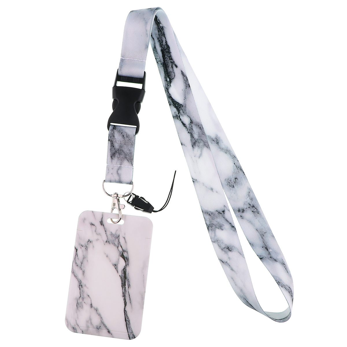 1Pcs Fashion Marble Pattern Horizontal Style Card Case Neck Strap Lanyards for Keys Keychain Badge Holder ID Credit Card Pass Hang Rope Lariat