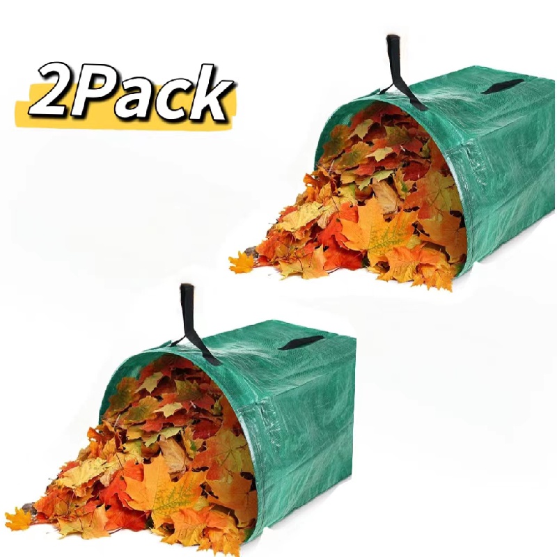 Pack of 2 53 gal. Leaf Bags Large Size Dustpan Garden Bags for Collecting Leaves, Reusable Trash Bags