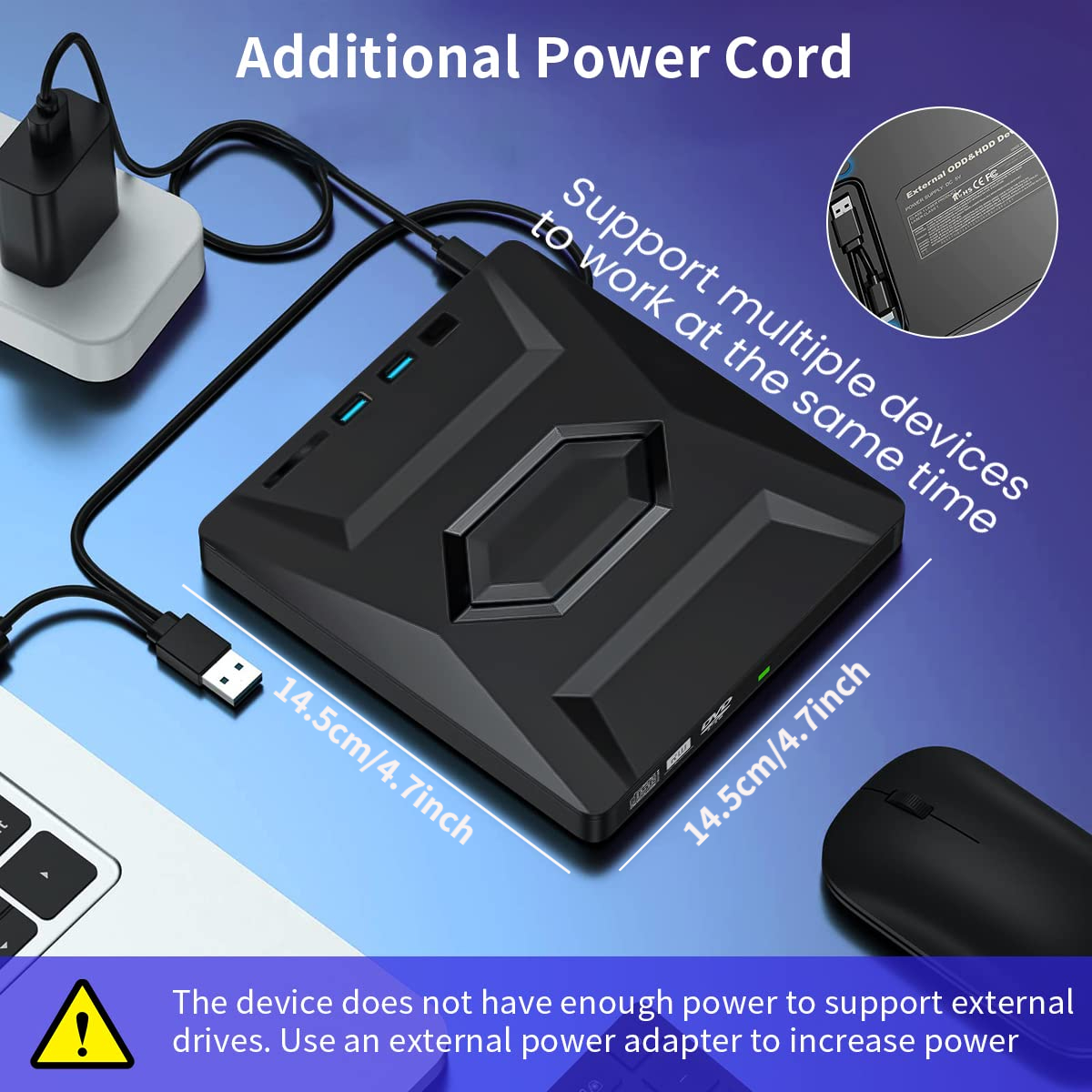 Lecteur de CD externe USB 3 haute vitesse prêt à l’emploi pour ordinateur  portatif PC PC Mac